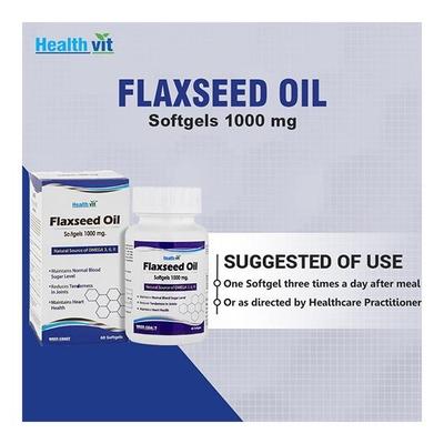 HealthVit Flaxseed Oil 1000 mg Softgel 60's - Omega Fish Oil Fatty Acids