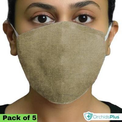 OrchidsPlus Active Face Mask - Beige (Pack of 5) - Face Mask