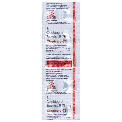 CLOPICARE 75 Tablet 10's - Blood Clot-Ant