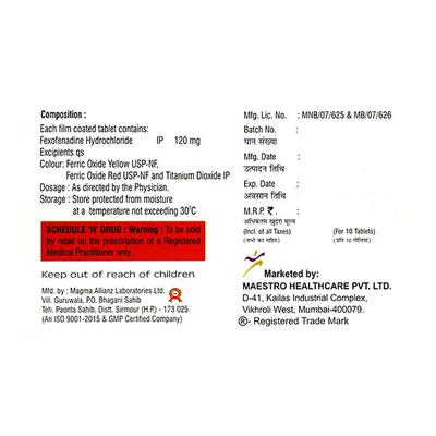 Fextim 120mg Tablet 10'S - Allergies-Ant