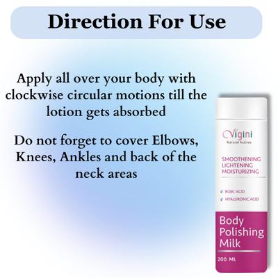 Vigini Smoothening Lightening Moisturizing Body Polishing Milk Lotion 200 ml - Lotions & Creams