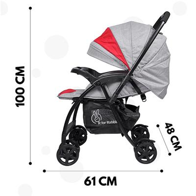 R for Rabbit Sugar Pop Baby Stroller - Red Grey - Baby Safety
