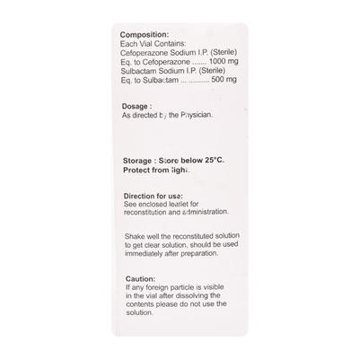 CONVICTUS FORTE 1.5gm Injection 1's - Bacterial Infections-Cep