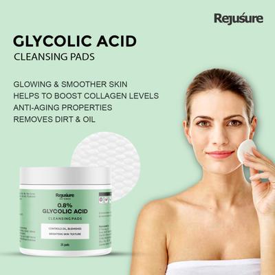 Rejusure 0.8% Glycolic Acid Acid Cleaning Pads 25's - Face Wash & Cleansers