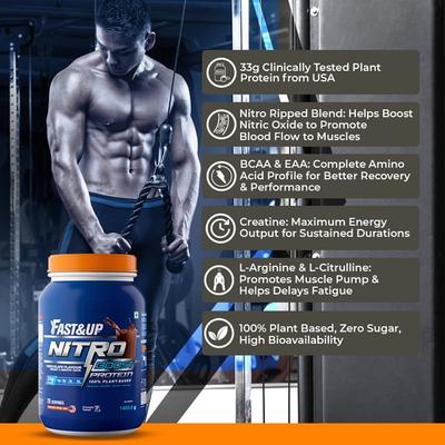 Fast&Up Nitro Boost Protein Powder - Chocolate Flavour 1405.6 gm - Whey Proteins
