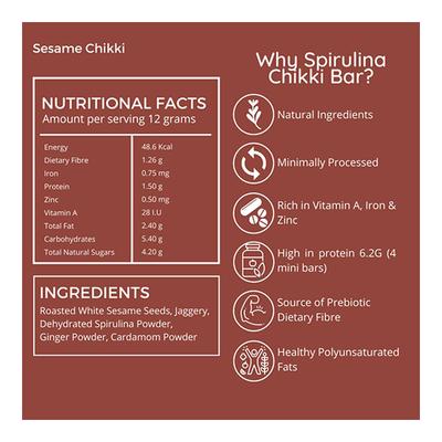 Snack Amor Spirulina Chikki Bar (Pack of 2 x 150 gm) - Nutritional Bars