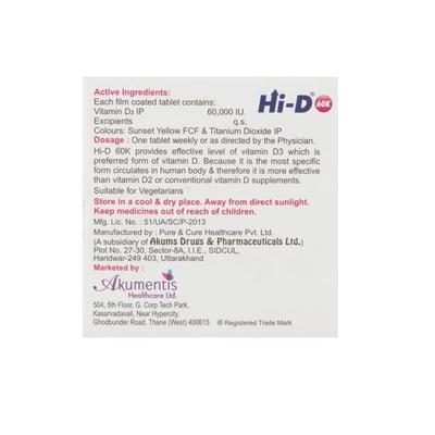 HI D 60K Tablet 4'S - Supplements-Vit