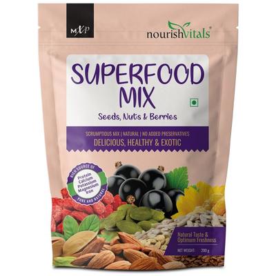 NourishVitals Superfood Seeds Nuts & Berries Mix 200 gm - Nutritional Bars
