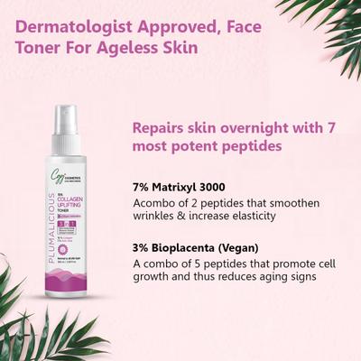 CGG Cosmetics Collagen Uplifting Toner 100 ml + Collagen Peptide Serum 30 ml + Collagen Moisturizer 50 ml - Plumpalicious - Face Serum