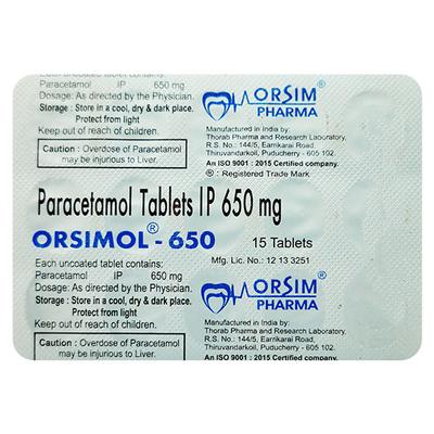 ORSIMOL 650mg Tablet 15's - Fever-Ana