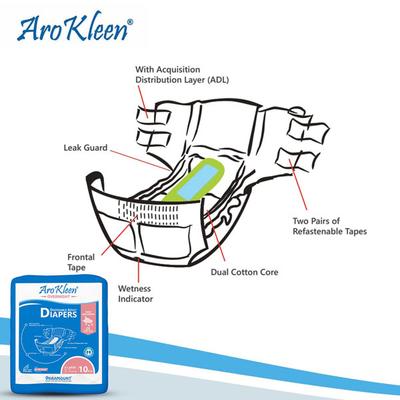 AroKleen Overnight Disposable Adult Diapers (XL) (127 cm - 170.18 cm) (Pack of 3 x 10's) 1's - Adult Diapers & Pads