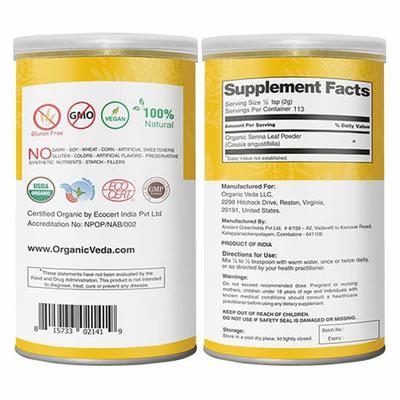 Organic Veda Senna Powder 227 gm - Pure Herbs