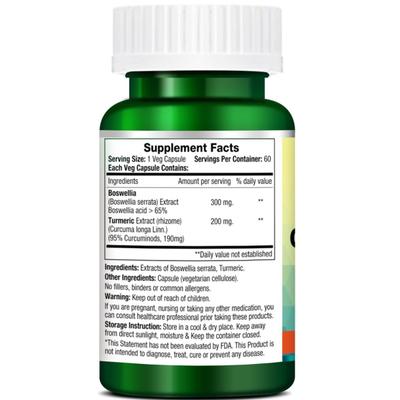 Morpheme Remedies Boswellia Curcumin 95% 500mg Veg Capsule 60's - Herbal Dietary Supplement