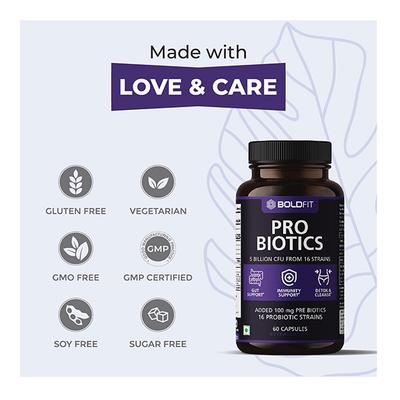 Boldfit Probiotics 5 Billion CFU Capsule 60's - Digestive Health