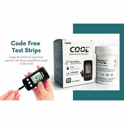 i-Sens Cool Blood Glucometer with Test Strips 50's - Black - Blood Glucose Monitors/Strips