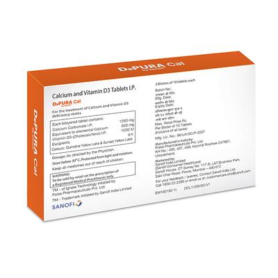 DePURA Cal Tablets 10's - Calcium And Minerals