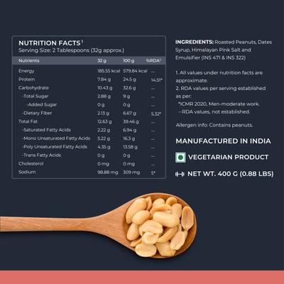 Nutrabay Foods Original Peanut Butter - Crunchy 400 gm - Weight Loss