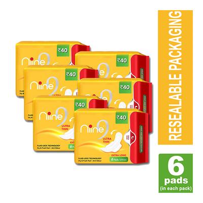 Niine Ultra Thin Sanitary Pads (Pack of 6 x 6's) - Sanitary Napkins