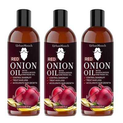 UrbanMooch Red Onion Hair Oil - Sandalwood and Rose Oil (Pack of 3 x 60 ml) - Hair Oils