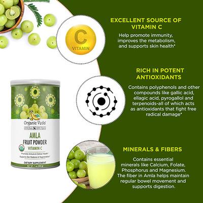 Organic Veda Fruit Powder - Amla & Vitamin C 454 gm - Pure Herbs