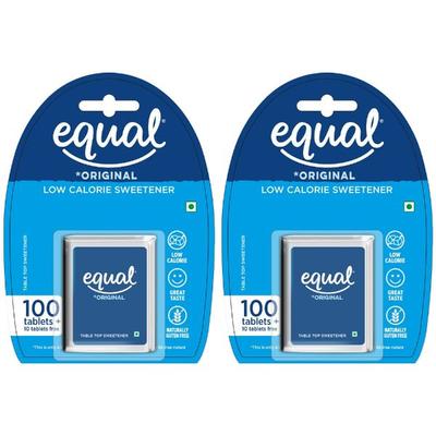 Equal Original Sweetener Tablet (Pack of 2 x 100's) (Free 10's Tablet Each) 1's - Sugar Substitute