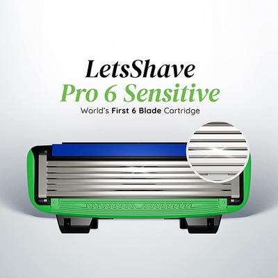 LetsShave Pro 6 Sensitive Razor + Shaving Gel 200gm + Razor Cap for Men - Razors & Cartridges