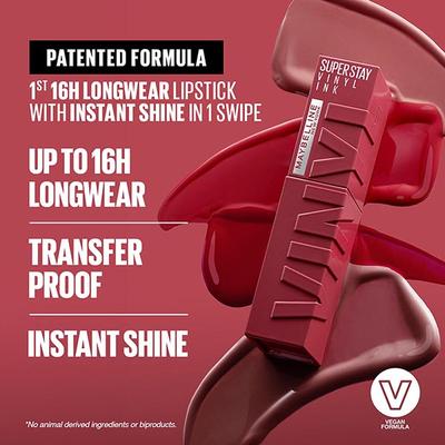 Maybelline New York Super Stay Vinyl Ink Liquid Lipstick, Instant Shine Color, Unafraid 4.2 ml - Liquid Lipsticks