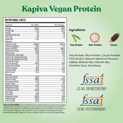 Kapiva Vegan Protein Powder - Chocolate 1 kg (N) - Speciality Medicines
