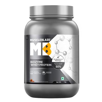 MuscleBlaze Biozyme Whey Protein Powder - Ice Cream Chocolate 1 kg - Whey Proteins