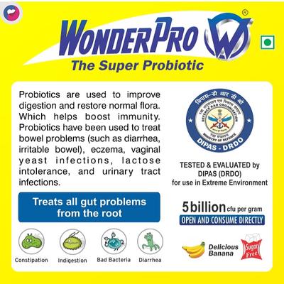 LifeZen Wonder Pro Probiotic Powder - Banana (Pack of 30 x 1 gm) - Digestive Health