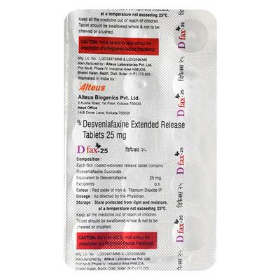 D FAX 25 Tablet 15's - Depression-Ant