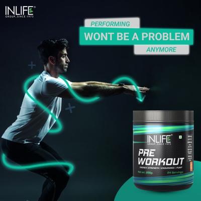 INLIFE Pre Workout Powder - Orange Flavour 200 gm - Energy Drinks