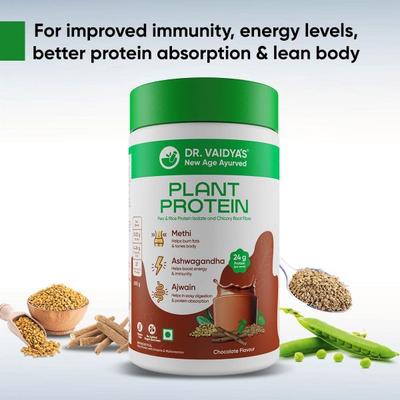 Dr. Vaidya's Plant Protein Powder - Chocolate 500 gm - Protein Drink