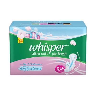 Whisper Ultra Soft Air Fresh Sanitary Pads (XL+) 30's - Sanitary Napkins