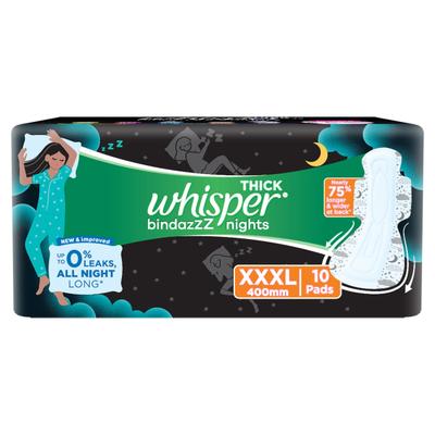 Whisper Thick Bindazzz Nights Sanitary Pads (400mm) (XXXL) 10's - Sanitary Napkins