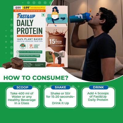 Fast&Up Daily Protein Powder - Delicious Chocolate Flavour 150 gm - Workout Essentials
