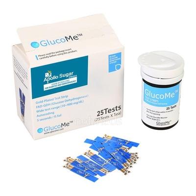 Apollo Sugar Glucome Test Strip 25's - Blood Glucose Monitors/Strips