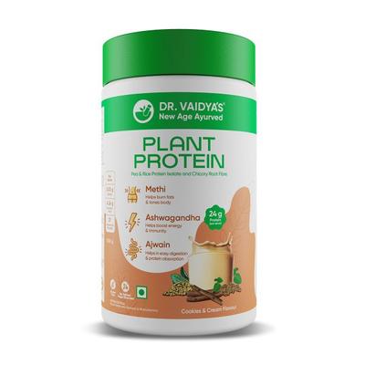 Dr. Vaidya's Plant Protein Powder - Cookies and Cream 500 gm - Protein Drink