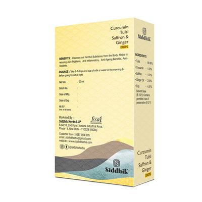 Siddhik Curcumin Tulsi Saffron & Ginger Drops 30 ml - Cough & Cold (Ayush)