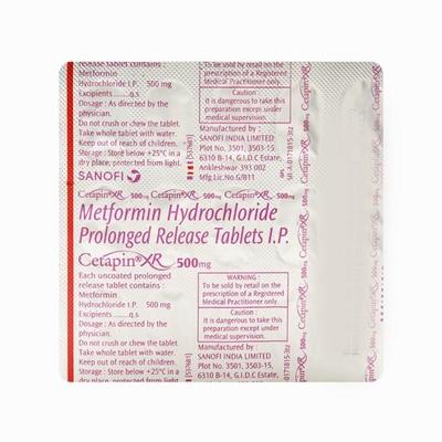 Cetapin XR 500mg Tablet 15'S - Diabetes-Ant