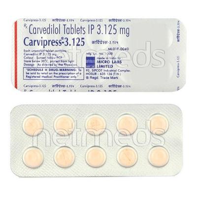Carvipress 3.125mg Tablet 10'S - Hypertension-Bet