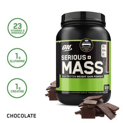 Optimum Nutrition (ON) Serious Mass Powder - Chocolate Flavour 3 lb - Workout Essentials