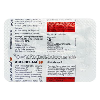 Aceloflam SP Tablet 10'S - Pain relief-Nsa
