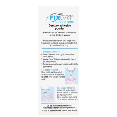 FIXON SUPER GRIP STRAWBERRY FLAVOUR Powder 30gm - Denture Adhesive