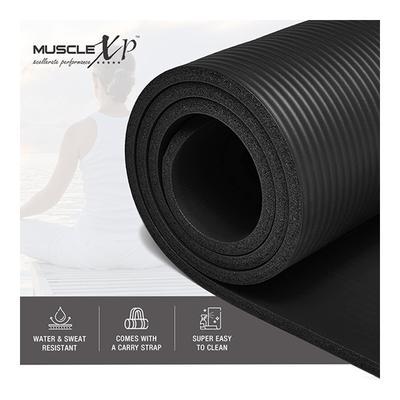 MuscleXP (13 mm) Thick NBR Material Yoga Mat - (Black) 1's - Workout Essentials