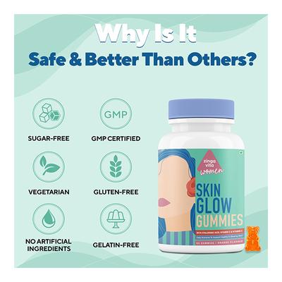 Zinga Vita Skin Glow Gummies for Women - Orange 60's - Vitamin C