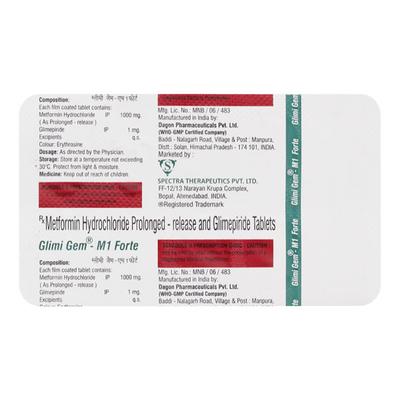 GLIMIGEM M FORTE 1/1000mg Tablet 10's - Diabetes-Ant