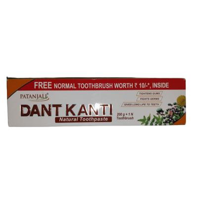Patanjali Dant Kanti Natural Toothpaste 200 gm + Free Toothbrush 1's - Toothpaste