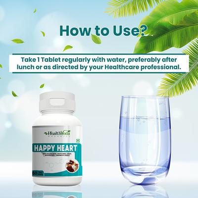 Health Veda Happy Heart Veg Tablet 60's - Herbal Dietary Supplement