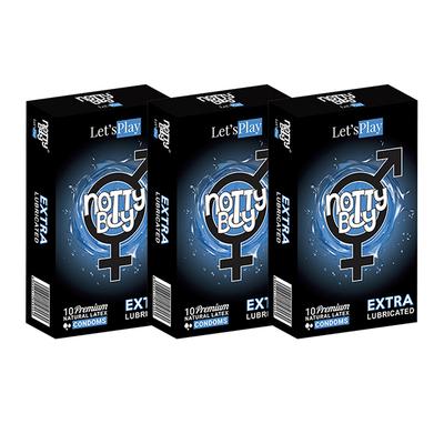 NottyBoy Let'sPlay Extra Premium Lubricated Latex Condoms (Pack of 3 X 10's) - Plain/Flavoured Condoms